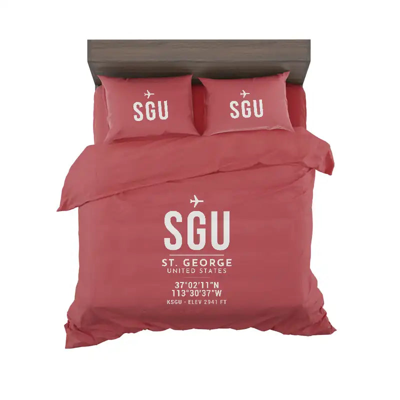 St. George Regional Airport (SGU) Bedding Sets & Blankets - Bedding Set - ID Tag - Red