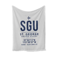 Thumbnail for St. George Regional Airport (SGU) Bedding Sets & Blankets - Blanket - ID Tag - Light Gray