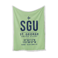 Thumbnail for St. George Regional Airport (SGU) Bedding Sets & Blankets - Blanket - ID Tag - Light Green