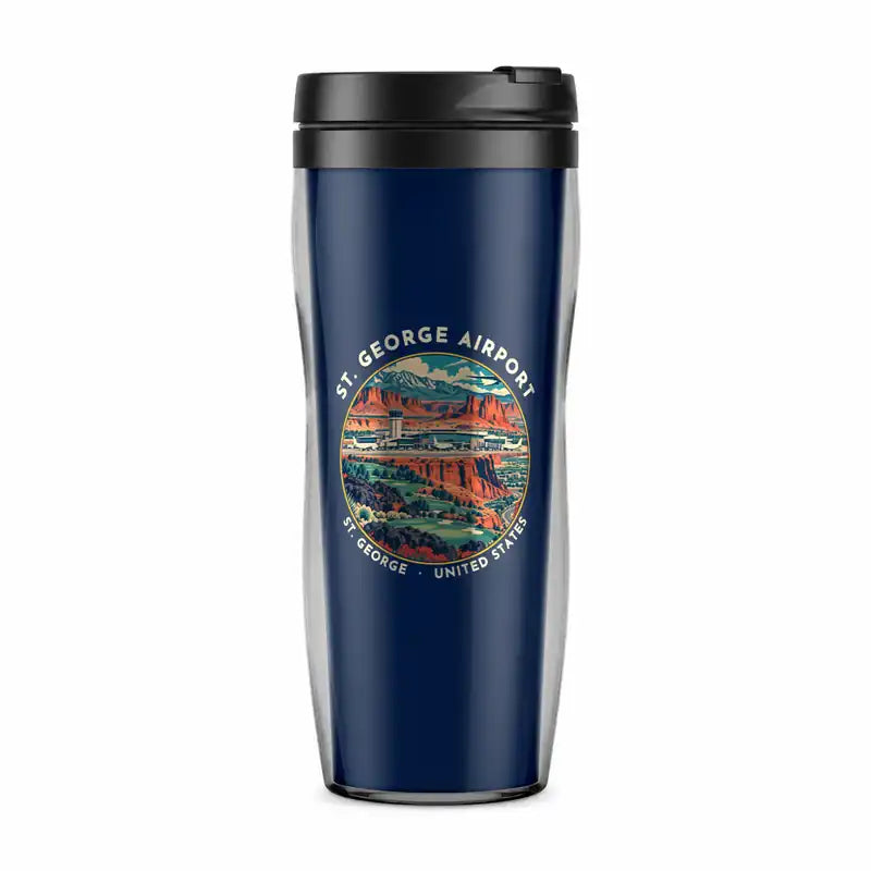 St. George Regional Airport (SGU) Travel Mugs - Badge - Plastic (No Holder) - Dark Blue