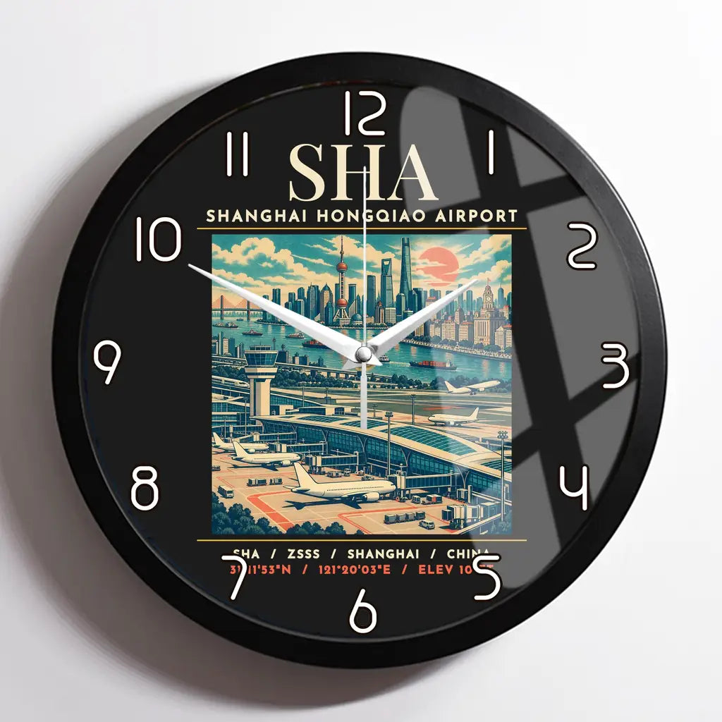 SHA - Poster - Wall Clock Framed - Black