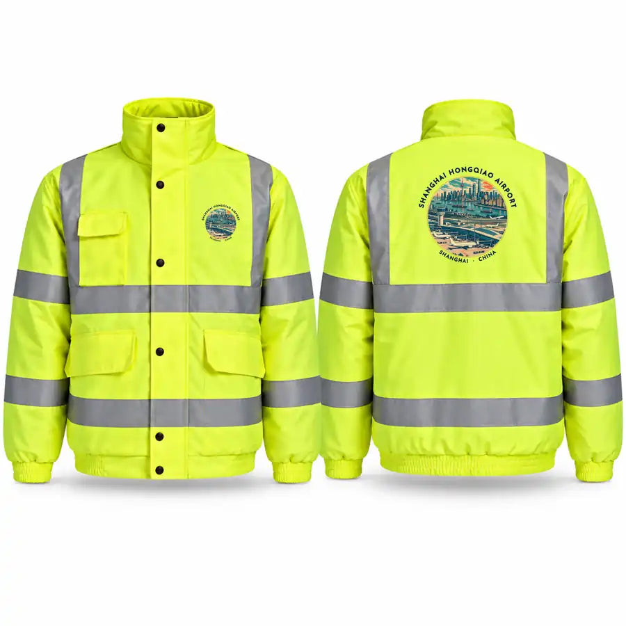 Shanghai Hongqiao International Airport (SHA) Reflective Winter Jackets - Badge - Fluorescent Yellow