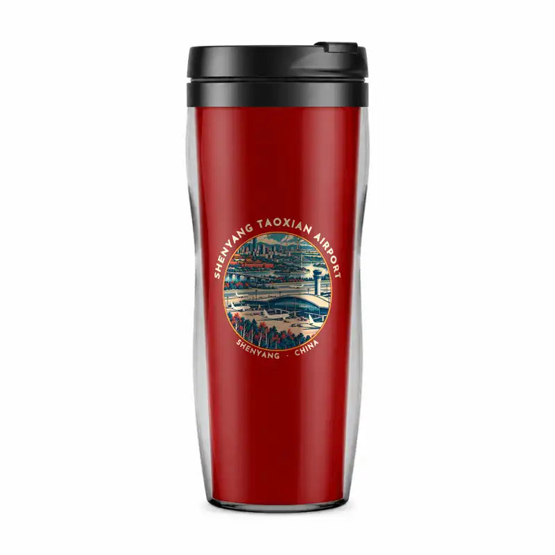 Shenyang Taoxian International Airport (SHE) Travel Mugs - Badge - Plastic (No Holder) - Red