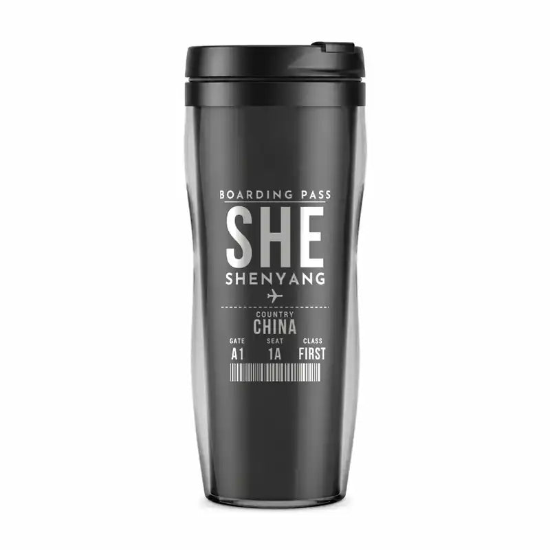 Shenyang Taoxian International Airport (SHE) Travel Mugs - Boarding Pass - Plastic (No Holder) - Gray