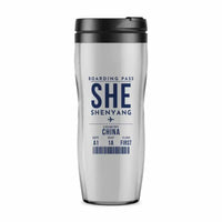 Thumbnail for Shenyang Taoxian International Airport (SHE) Travel Mugs - Boarding Pass - Plastic (No Holder) - Light Gray
