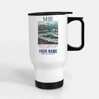 Thumbnail for Shenyang Taoxian International Airport (SHE) Travel Mugs - Poster + Name - Stainless Steel with Holder - White