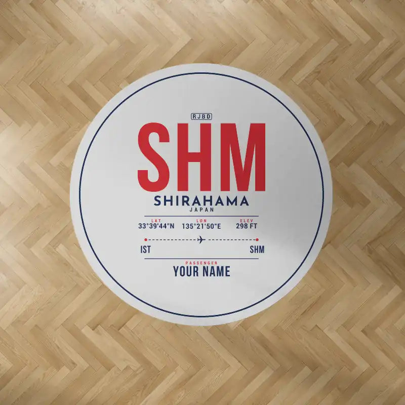 Nanki-Shirahama Airport (SHM) Carpets - Carpet Round - ID Tag + Name - Light Gray