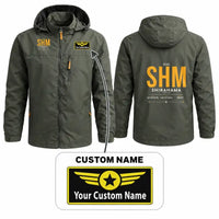 Thumbnail for Nanki-Shirahama Airport (SHM) Stylish Jackets - Hooded Windbreaker - Tag + Name - Olive Green
