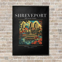 Thumbnail for SHREVEPORT - Poster - Canvas Framed - Black