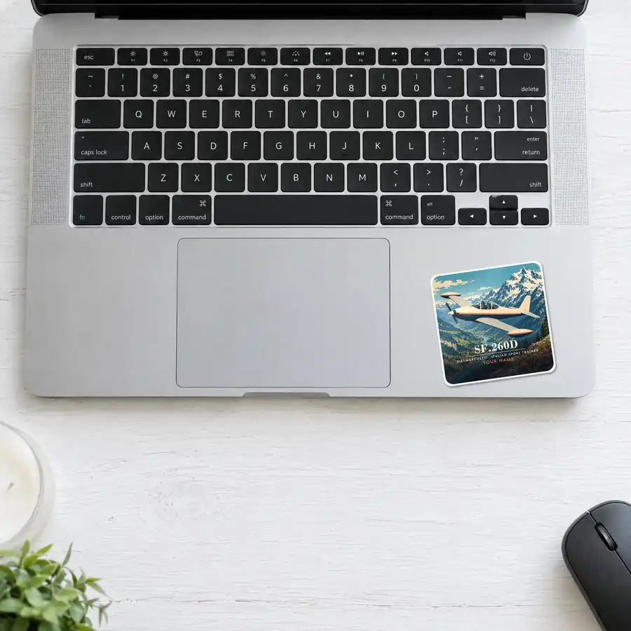 SIAI-Marchetti SF.260D - 3D + Name - Square Sticker - Laptop