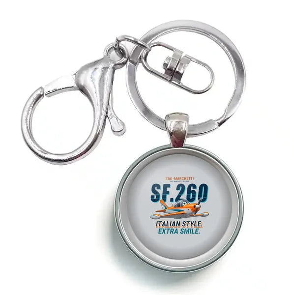 SIAI-Marchetti SF.260D - Cartoon - Circle Key Chain - Light Gray