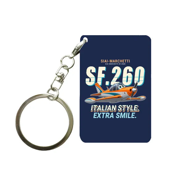 SIAI-Marchetti SF.260D - Cartoon - Key Chain - Navy Blue