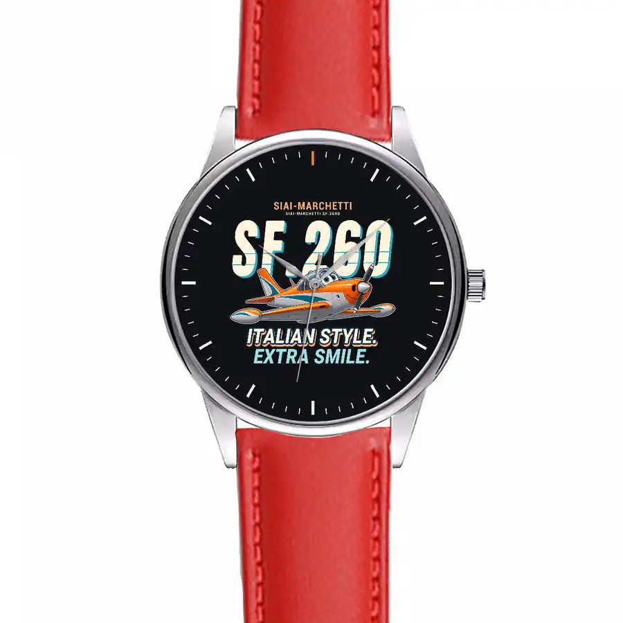 SIAI-Marchetti SF.260D - Cartoon - Leather Strap - Red Leather Strap