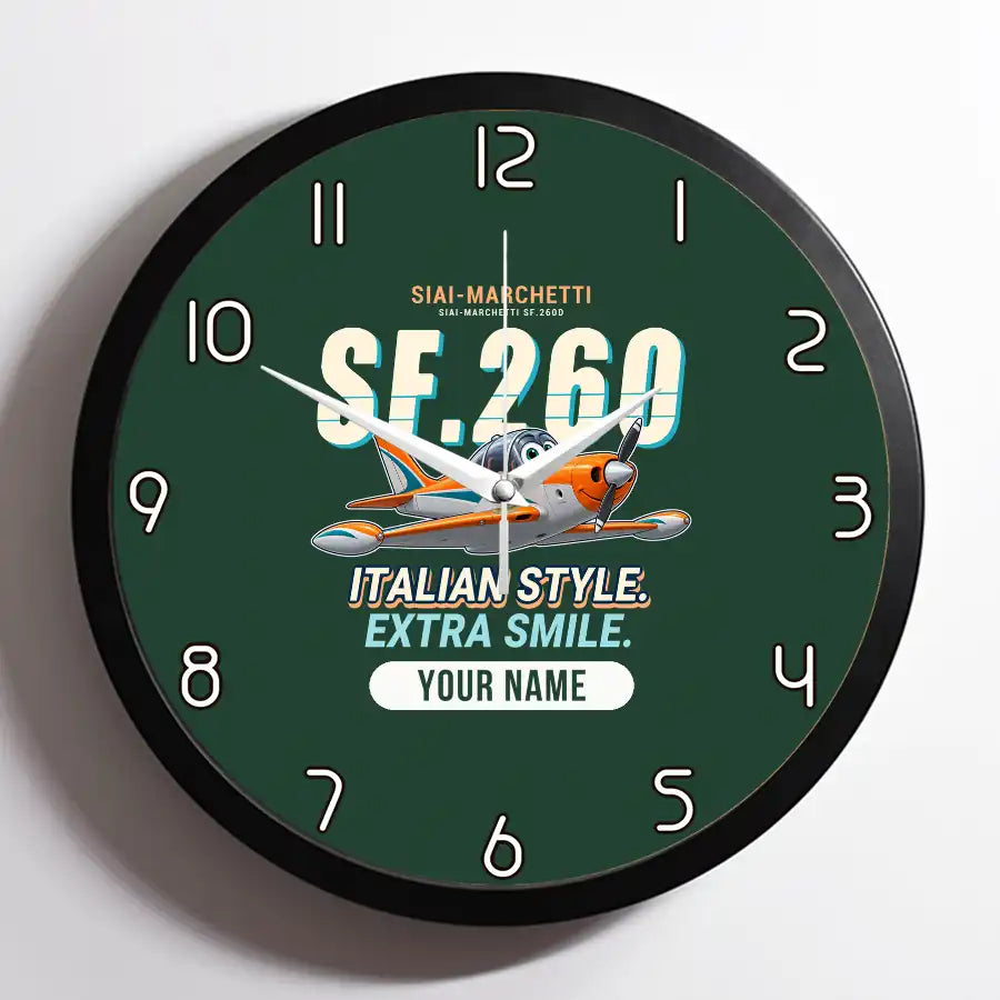 SIAI-Marchetti SF.260D - Cartoon + Name - Framed - Dark Green