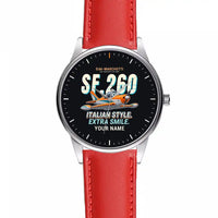 Thumbnail for SIAI-Marchetti SF.260D - Cartoon + Name - Leather Strap - Red Leather Strap