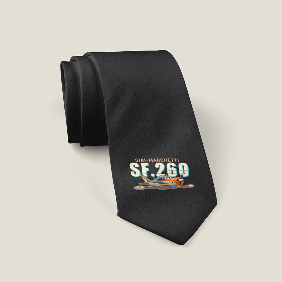 SIAI-Marchetti SF.260D - Cartoon - Tie - Black