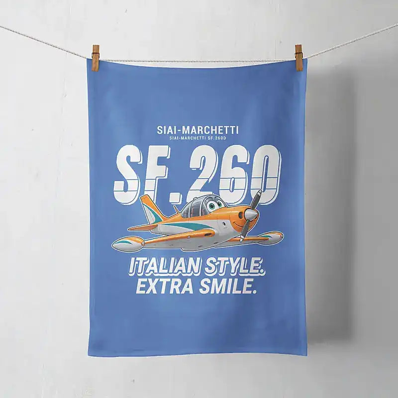 SIAI-Marchetti SF.260D - Cartoon - Towel - Blue