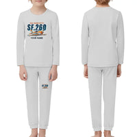Thumbnail for SIAI-Marchetti SF.260D - Children Pajamas - Cartoon Chest + Name - Light Gray