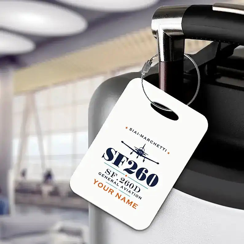 SIAI-Marchetti SF.260D - Heritage + Name - Luggage Tag - White