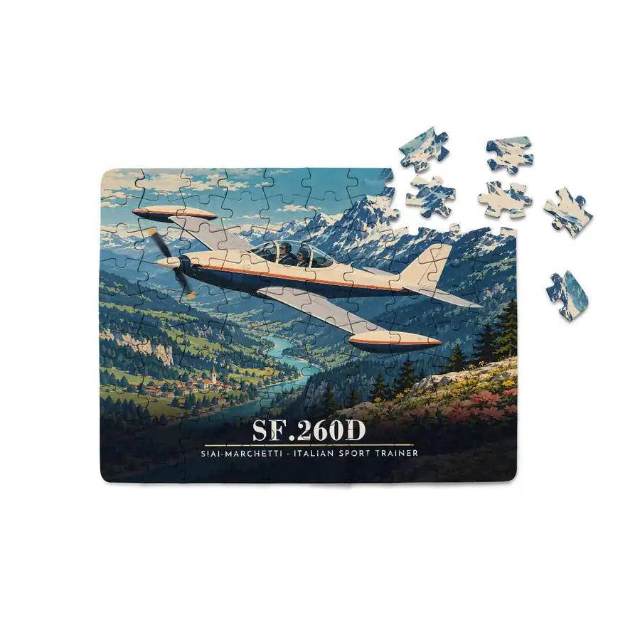 SIAI-Marchetti SF.260D - Horizontal + Text - Canvas Puzzle