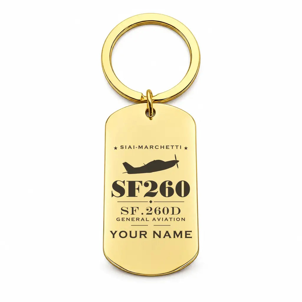 SIAI-Marchetti SF.260D - Key Chain - Heritage + Name - Gold