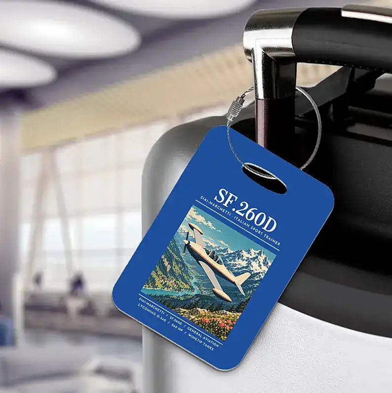 SIAI-Marchetti SF.260D - Poster - Luggage Tag - Blue