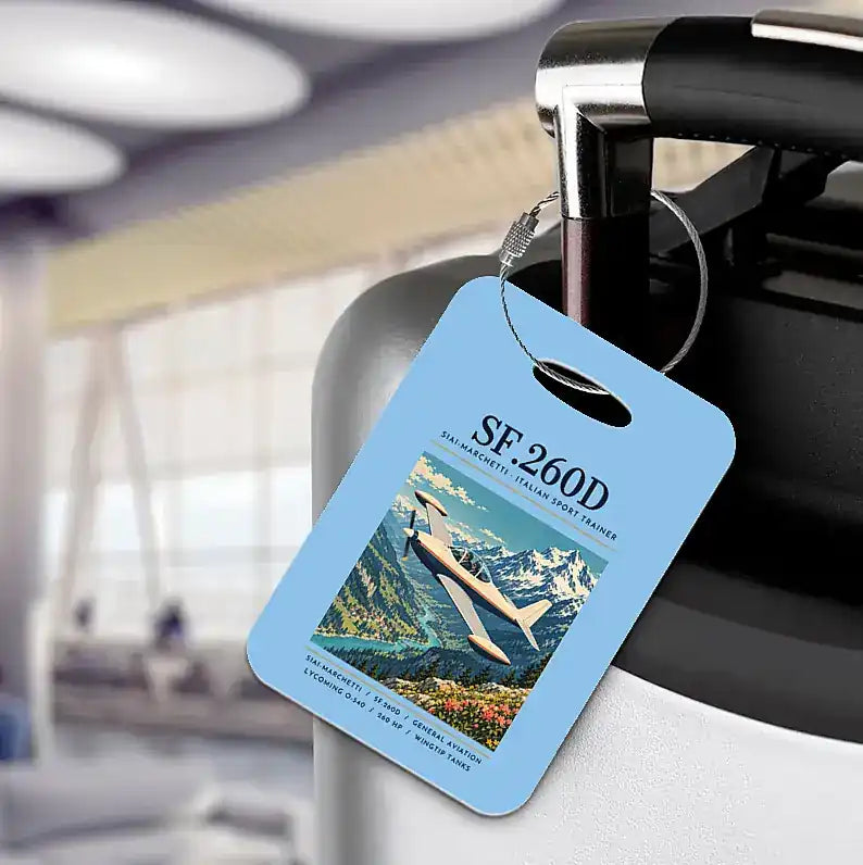 SIAI-Marchetti SF.260D - Poster - Luggage Tag - Light Blue