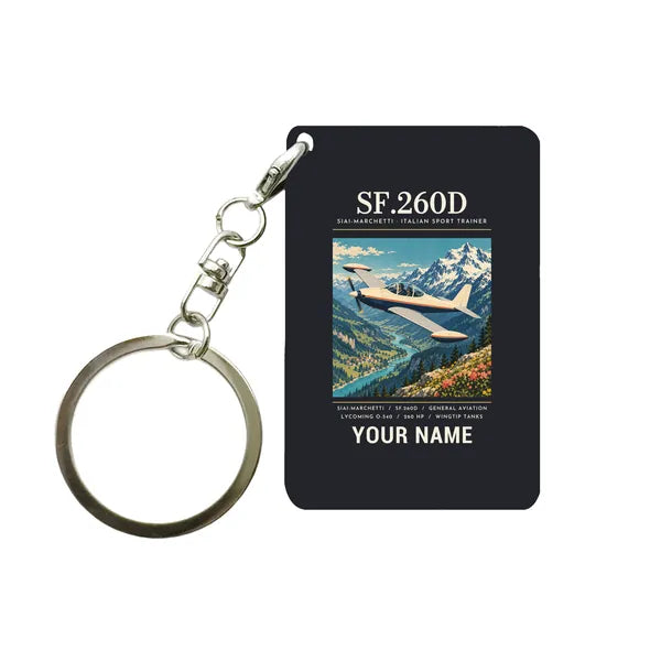 SIAI-Marchetti SF.260D - Poster + Name - Key Chain - Black