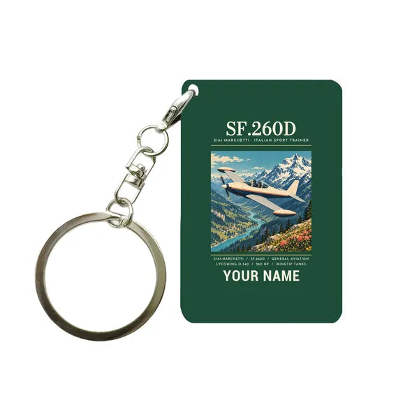 SIAI-Marchetti SF.260D - Poster + Name - Key Chain - Dark Green