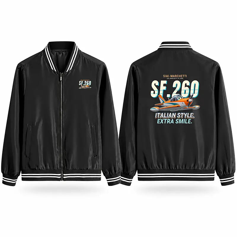 SIAI-Marchetti SF.260D Stylish Jackets - Baseball Collar - Cartoon - Black