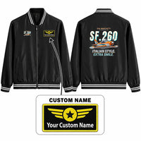 Thumbnail for SIAI-Marchetti SF.260D Stylish Jackets - Baseball Collar - Cartoon + Name - Black