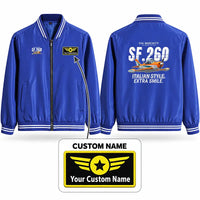 Thumbnail for SIAI-Marchetti SF.260D Stylish Jackets - Baseball Collar - Cartoon + Name - Royal Blue