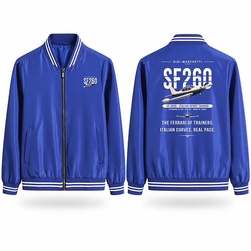 SIAI-Marchetti SF.260D Stylish Jackets - Baseball Collar - Original - Royal Blue
