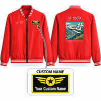Thumbnail for SIAI-Marchetti SF.260D Stylish Jackets - Baseball Collar - Poster + Name - Red