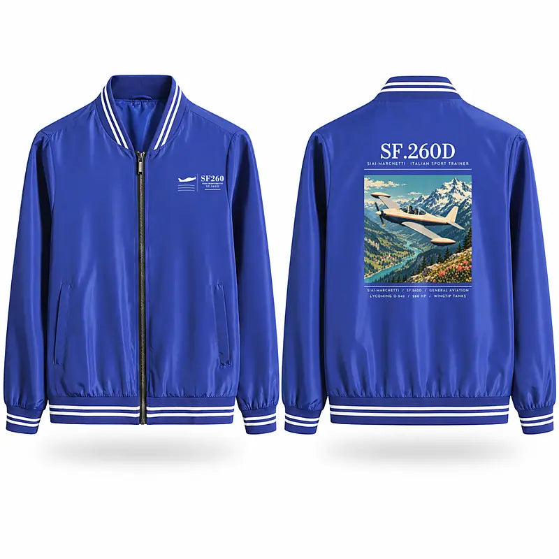 SIAI-Marchetti SF.260D Stylish Jackets - Baseball Collar - Poster - Royal Blue