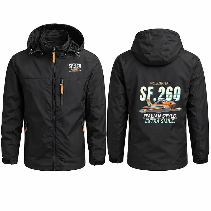SIAI-Marchetti SF.260D Stylish Jackets - Hooded Windbreaker - Cartoon - Black