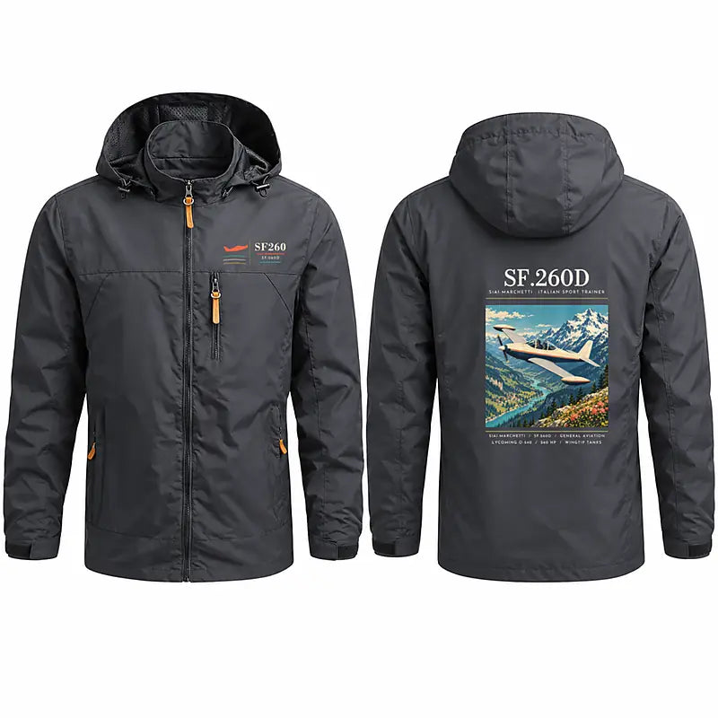SIAI-Marchetti SF.260D Stylish Jackets - Hooded Windbreaker - Poster - Charcoal