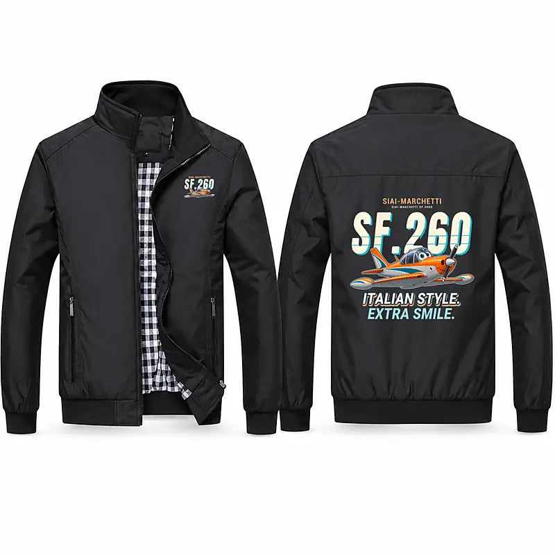SIAI-Marchetti SF.260D Stylish Jackets - Stand Collar - Cartoon - Black