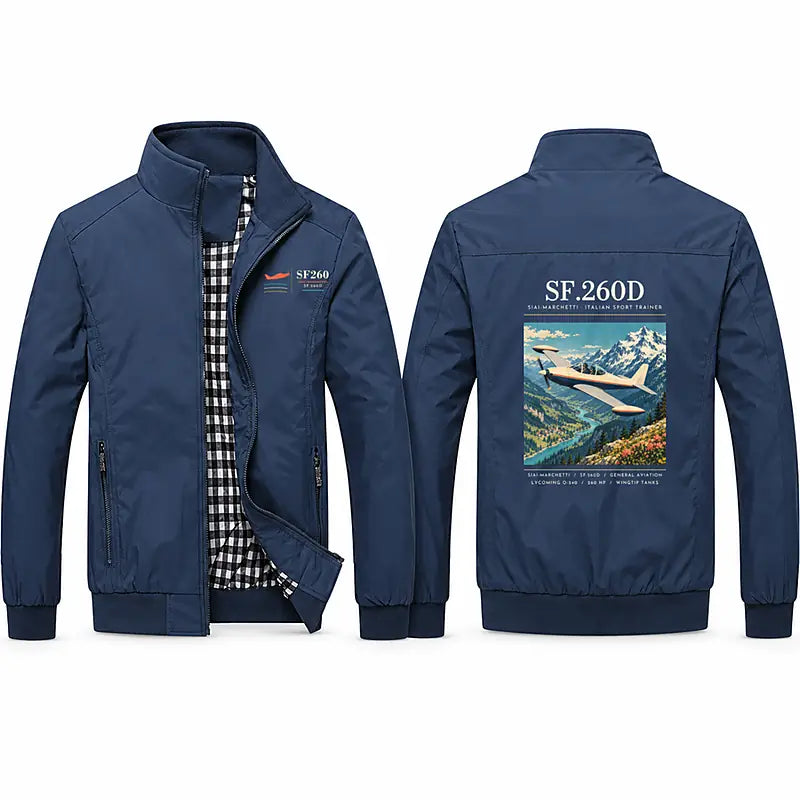 SIAI-Marchetti SF.260D Stylish Jackets - Stand Collar - Poster - Navy Blue