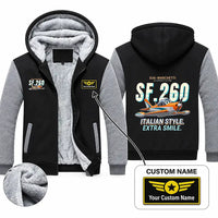 Thumbnail for SIAI-Marchetti SF.260D Zipped Sweatshirts - Cartoon + Name - Black & Gray