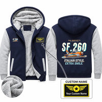 Thumbnail for SIAI-Marchetti SF.260D Zipped Sweatshirts - Cartoon + Name - Navy & Gray