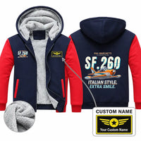 Thumbnail for SIAI-Marchetti SF.260D Zipped Sweatshirts - Cartoon + Name - Navy & Red