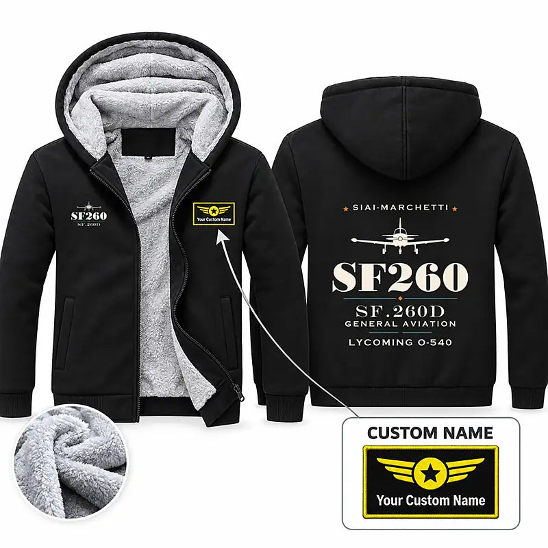 SIAI-Marchetti SF.260D Zipped Sweatshirts - Heritage + Name - Black