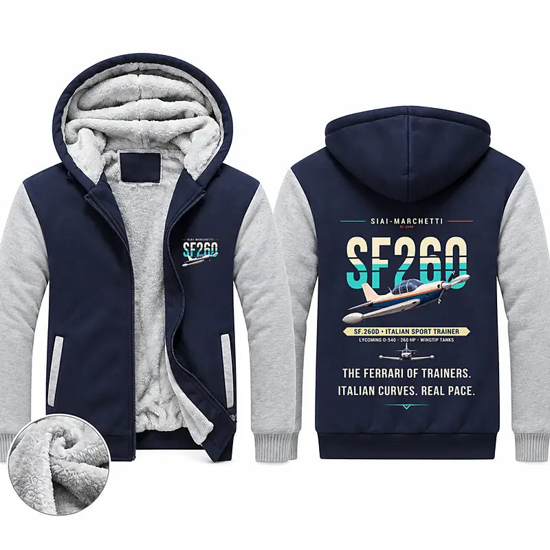SIAI-Marchetti SF.260D Zipped Sweatshirts - Original - Navy & Gray
