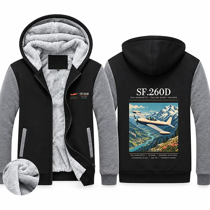 SIAI-Marchetti SF.260D Zipped Sweatshirts - Poster - Black & Gray