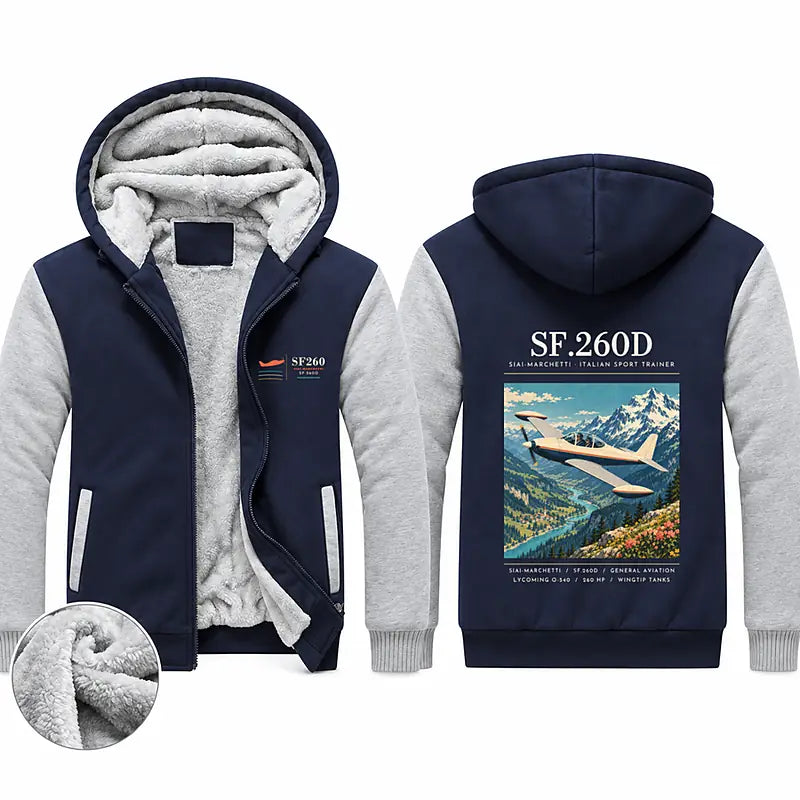 SIAI-Marchetti SF.260D Zipped Sweatshirts - Poster - Navy & Gray