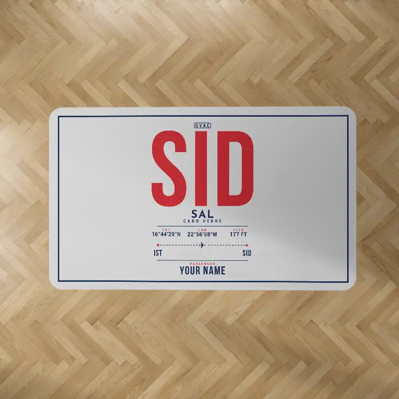 Sal Amílcar Cabral International Airport (SID) Carpets - Carpet Rectangle - ID Tag + Name - Light Gray