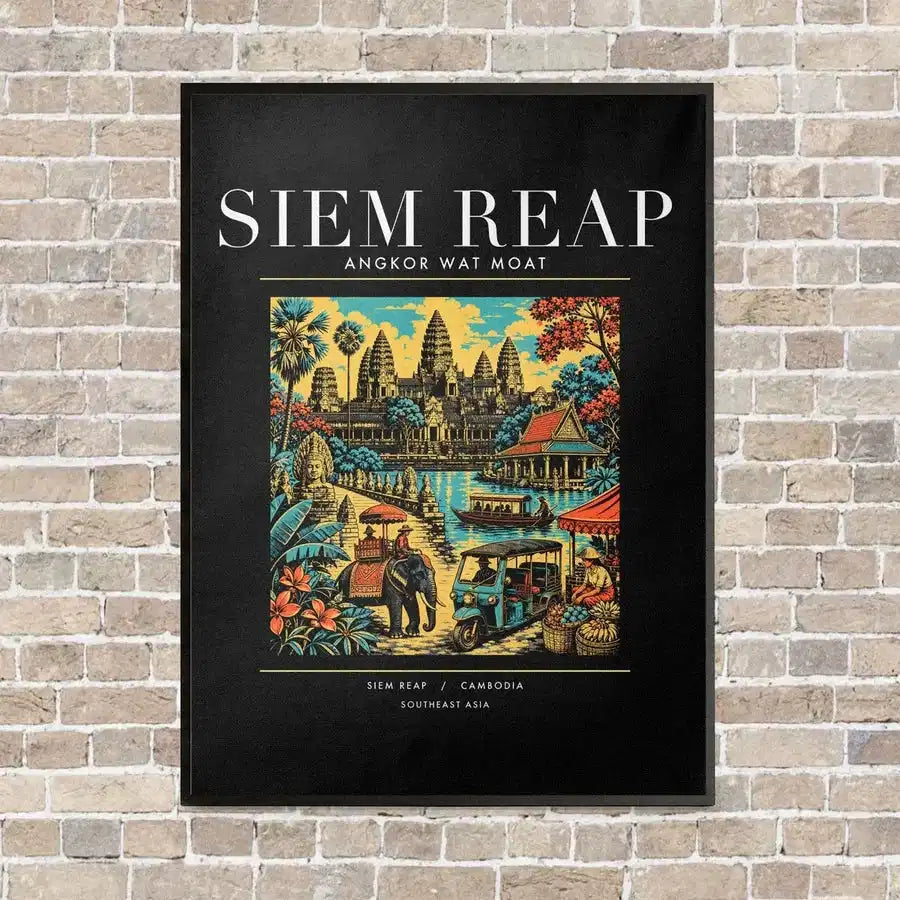 SIEM REAP - Poster - Canvas Framed - Black