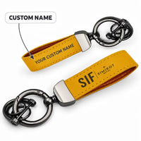 Thumbnail for Simikot Airport (SIF) Leather Key Chains - Leather Key Chain - Horseshoe Buckle - Original Design - Yellow + Name