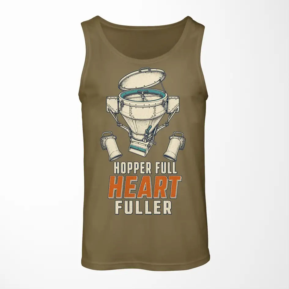 Hopper Full Heart Fuller design on green army tank top